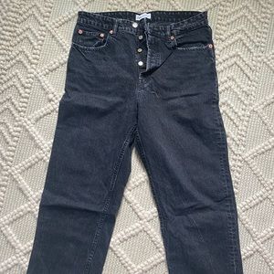 Distressed Black Zara Straight Jeans